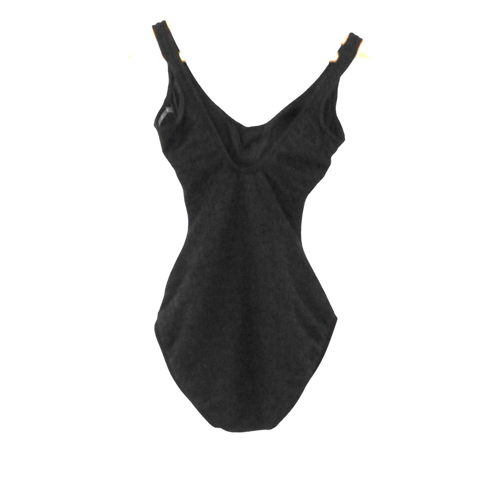 Penbrooke Krinkle Size 8 Black Faux Wrap One-Piece Swimsuit - Picture 4 of 5